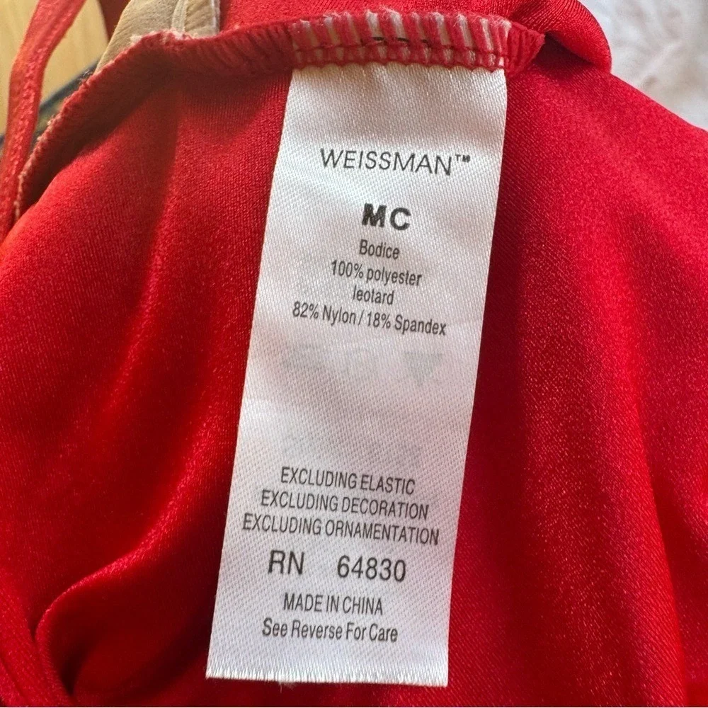 Weissman Dance Costume Leotard w Shorts Sequins Red Children's Medium Jazz